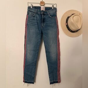 Revice Ruby Tuesday Racer Stripe Raw Hem High Rise Skinny Jean